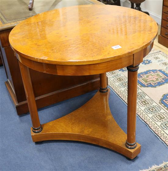 A pair of amboyna centre tables W.85cm